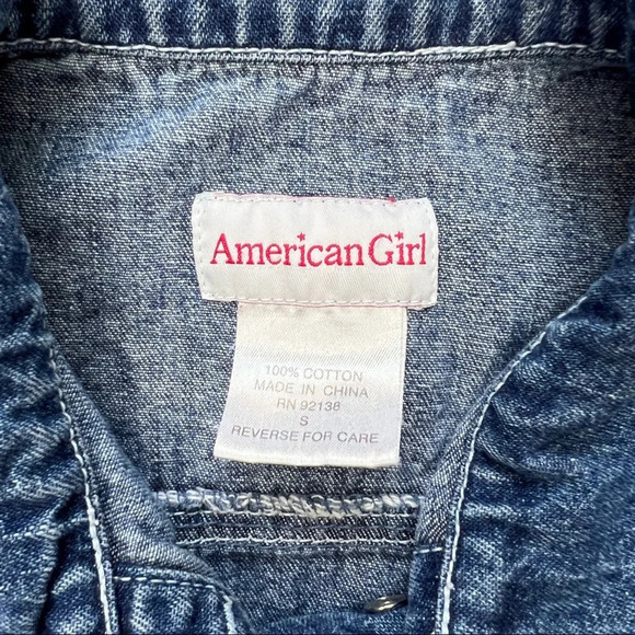 American Girl Denim Blue Jacket Girls Dark Wash Small - Picture 7 of 9